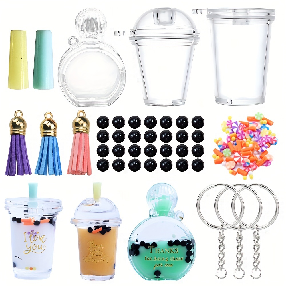 

Diy Mini Shaker Quicksand Keychain Kit - Includes Charms, Tassels & Bubble Straws For Custom Jewelry