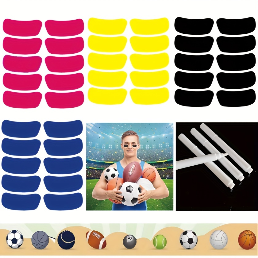 EyeBlack Shiny Metallic Under Eye Black Sticker Strips | Outdoor & Indoor  Sports, Baseball, Softball, Football, Soccer, Basketball | Peel and Stick –