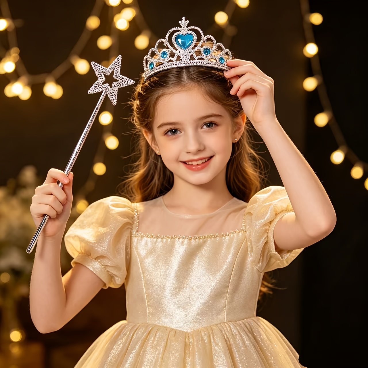 7 Sets Silvery or 5 Sets Golden Star Wand and Heart Crown Costume Accessory Set