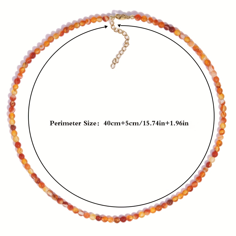 Natural Stone Delicate Beaded Necklace with Orange Red Carnelian