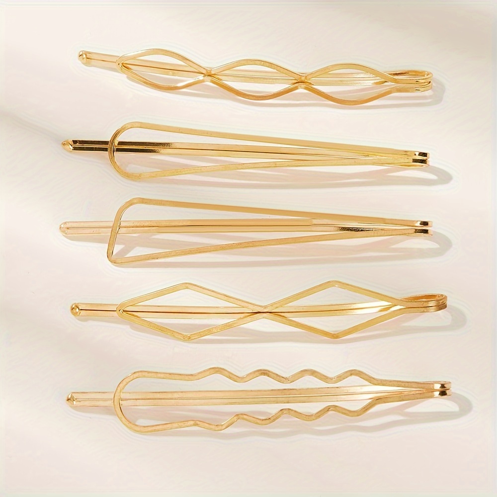 

5pcs Solid Color Hollow Out Hair Side Clips Trendy Hair Fringe Clips Stylish Hair Barrettes For Women And Daily Use