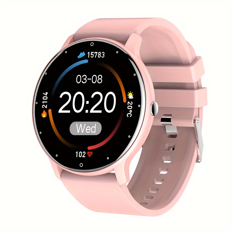 smart watch with 1 28 full   smartwatch and   exercise sports   weather music controls   fitness all day body monitoring watches   pink 0