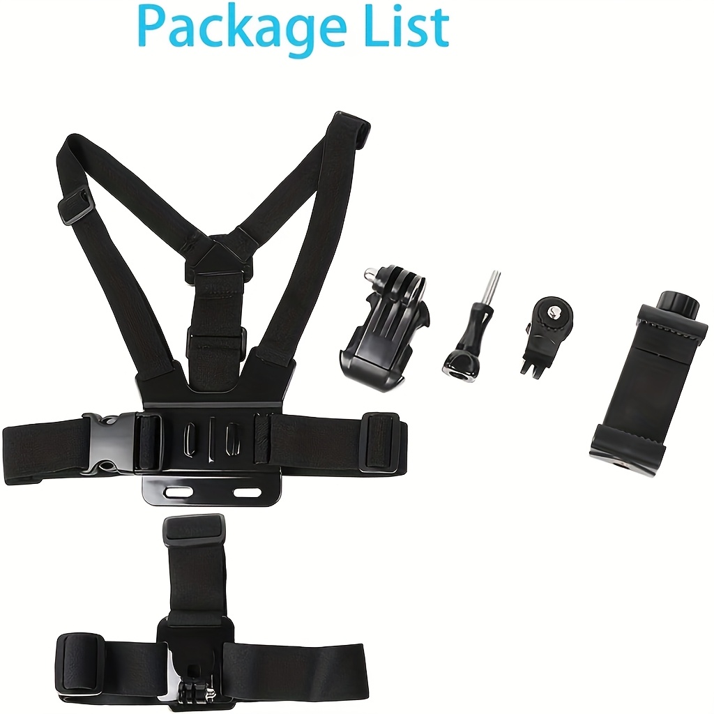 E-shop 6-teiliges Sportkamera-Zubehörset: Stirnband und Brustgurt, Verstellbare Halterung, Geeignet für Hero 12/11/10 Sportkamera und Handy