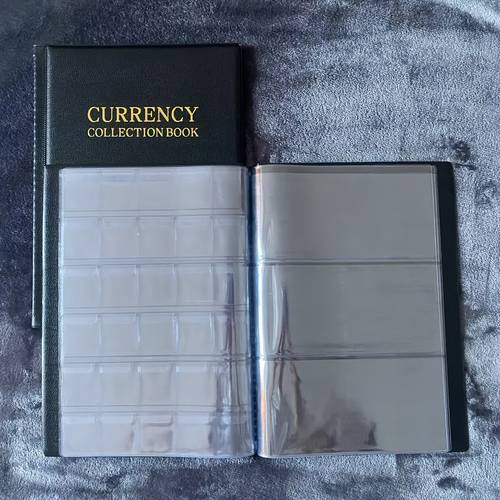 1 slot large capacity coin storage album stamp badge collection book thickened pvc protective case foil stamping banknotes mixed collectible album