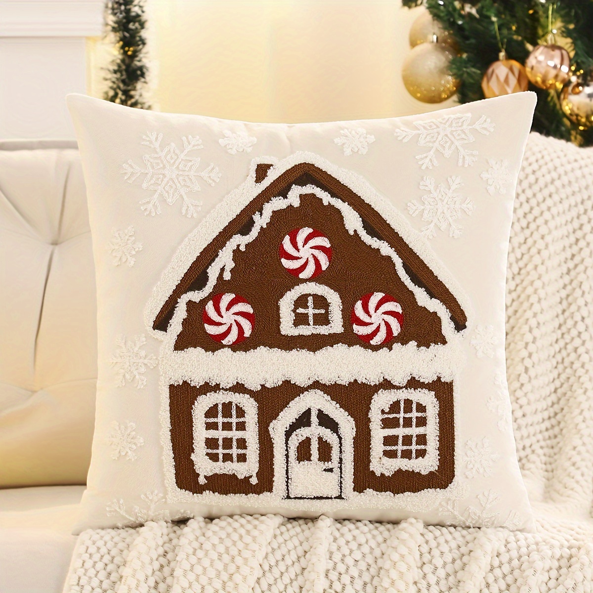1pc Christmas , 18x18 , , , , Traditional , Pattern, & Bedroom Decor