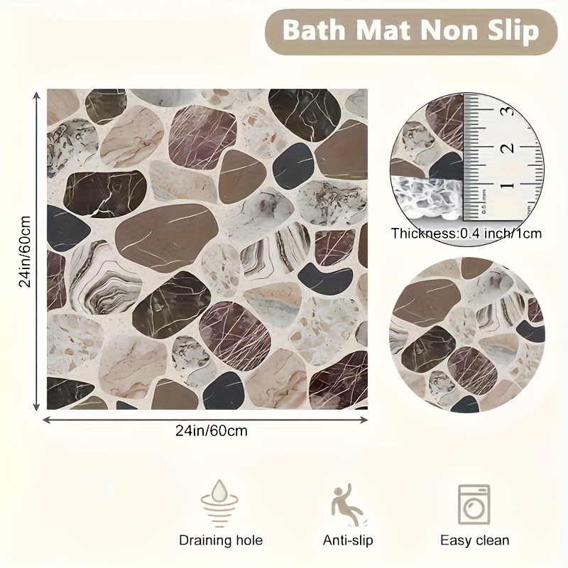 Image of 1pc Safety Shower Mat, A Soft And Non-slip Bath Mat Featuring Drainage Holes, Made Of Pvc For Loofah Massage, Ideal For , And Designed For Quick Drying
