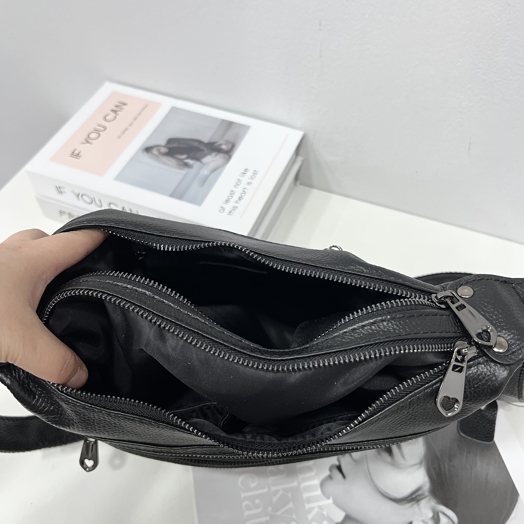 Top Layer Cowhide Light Luxury Briefcase Handbag, Casual Crossbody