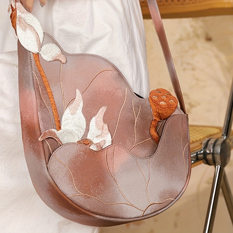 2025 New Chinese Style Women's Shoulder Bag with Exquisite Floral Embroidery: Perfect for Casual and Formal Outfits, the Ideal Gift for Mothers or Girlfriends
