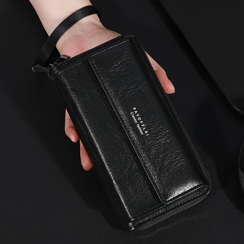 Men's Business Wallet Long Double Layer Pu Leather Men' Zipper Wallet
