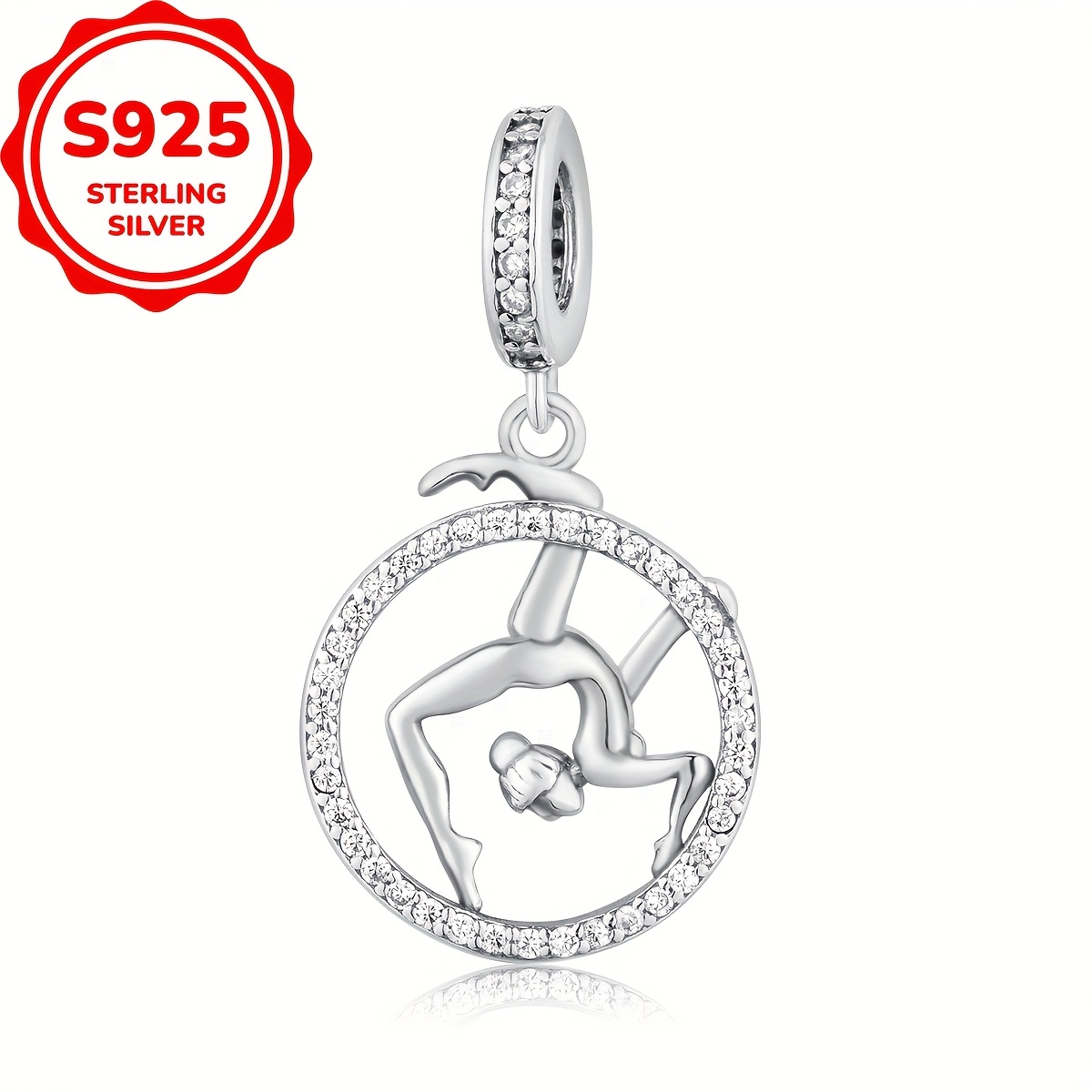 

1pc 925 Sterling Silvery Fashion Synthetic Zirconia Gymnastics Pendant For Gift, Jewelry Making