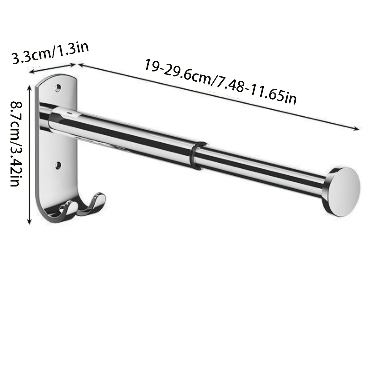 TEMU 1pc Stainless Steel Wall Mounted Clothes Hanger Rack & Toilet Paper Holder Combo, 2-in-1 Storage Organizer With Side Hooks, Rustproof & Polished