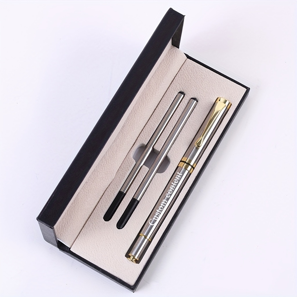 TEMU [custom Product] 1 Set High-end Luxury Gift Box With Signature Pen, Laser Engraving And Personalized Name For Teacher's Day Men Women Gift,