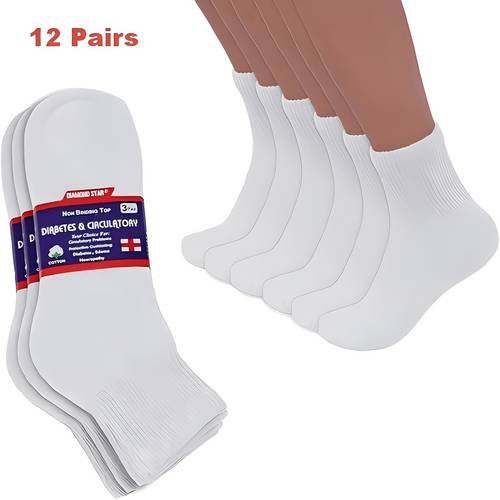 item picture 12 pairs diabetic low cut socks non binding cushioned seamless