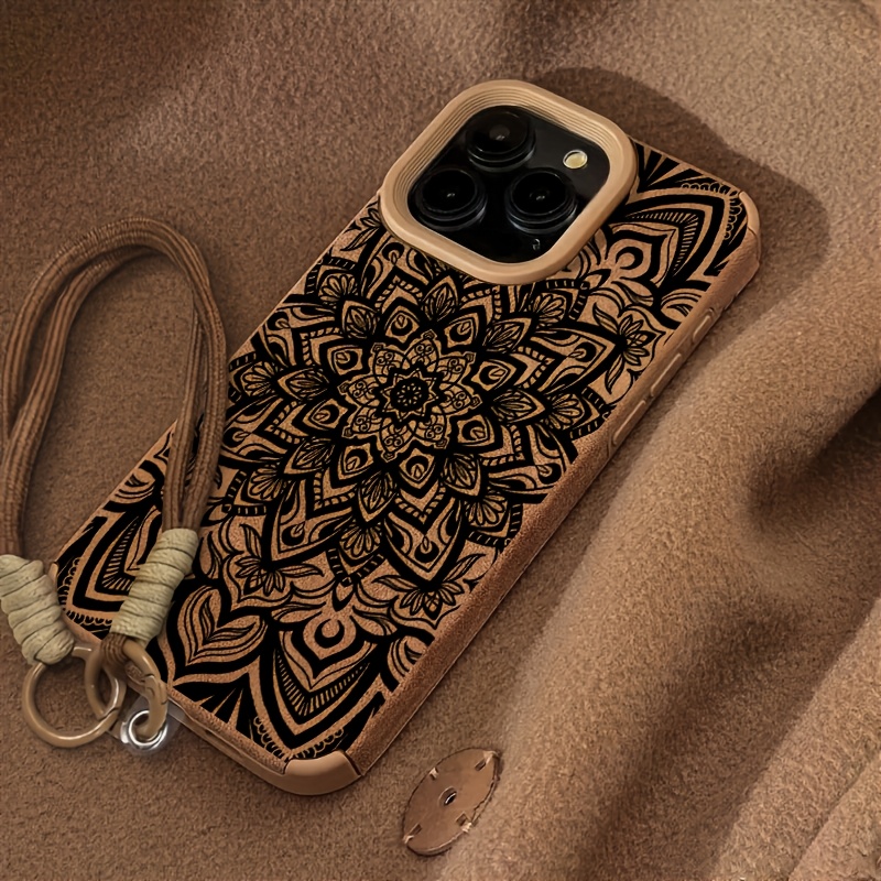 TEMU Phone Case - A Lanyard Phone Case Designed For Iphone 17 Pro Max/16/15/14/13/12/11, Featuring A Faux Leather Texture. A Creative And Stylish
