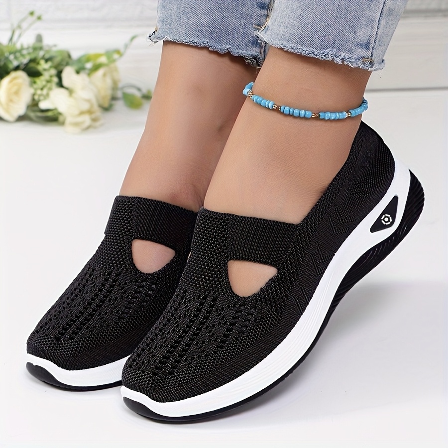 womens breathable knit slip on sneakers lightweight low   shoes with soft pvc sole     for gym walking casual   gym shoes sleek     women