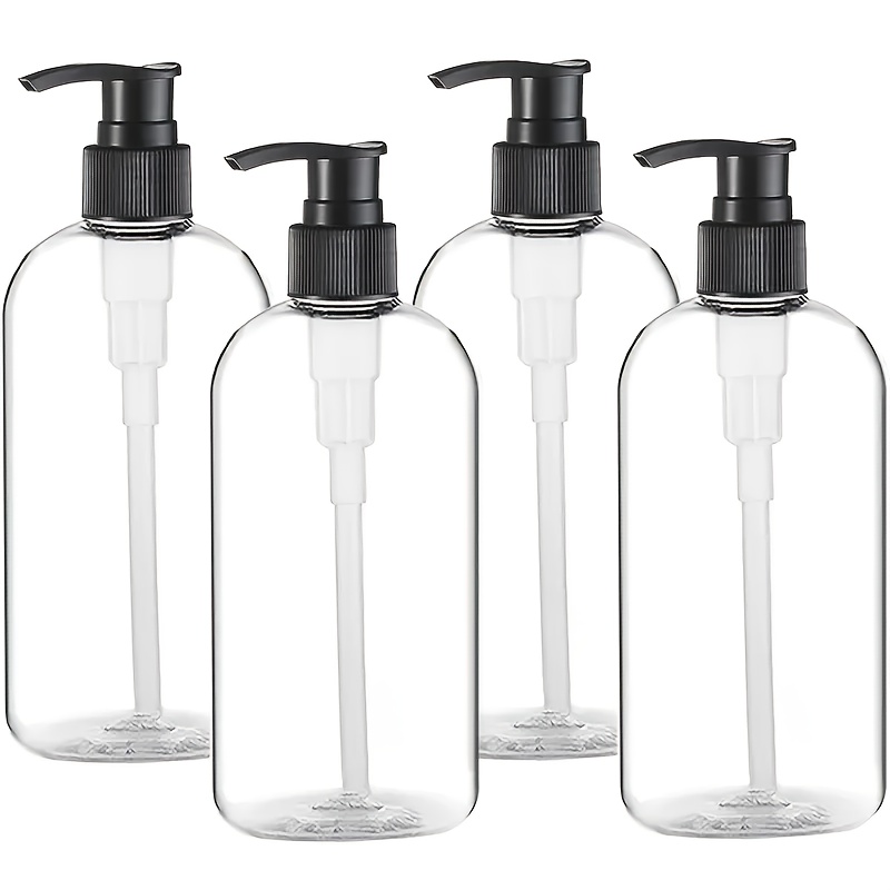 TEMU 4pcs Set: Transparent Hand Sanitizer Bottles, Round Shoulder Pump Lotion Bottles, Empty Shower Gel Bottles