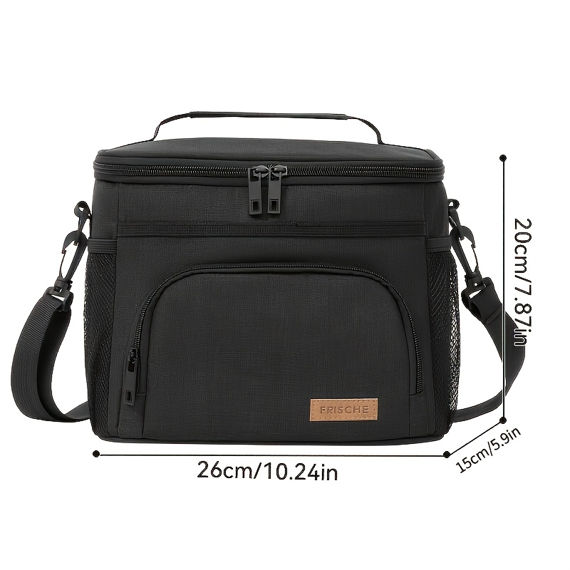 TEMU Borsa Termica Capiente, Borsa Frigo Quadrata Bento con Chiusura a Cerniera, e Tracolla Regolabile, Portapranzo Termico Multitasche, Rivestimento
