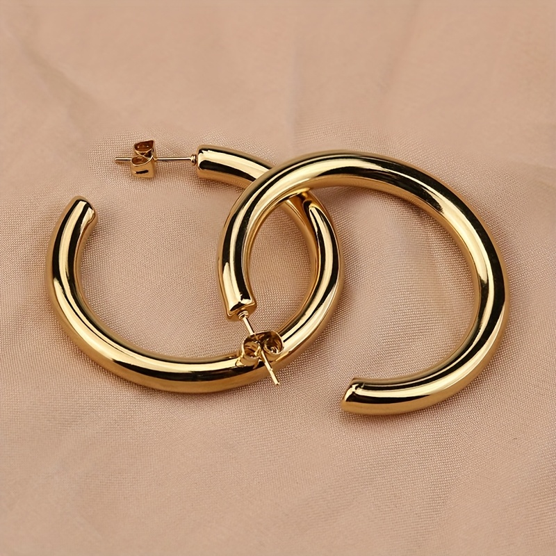 Image of Anti-allergy Semi-circular Stainless Steel Hoop Earrings, Anti-fading, Suitable For Daily Wear, Attending Banquets, Weddings, Valentine's Day Gifts For