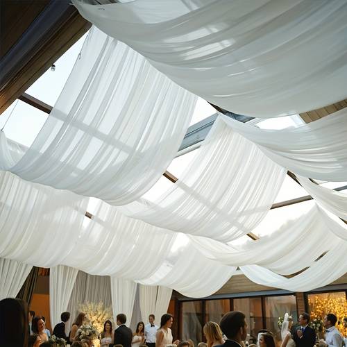 1pc of oversized 65 6 feet white translucent velvet tulle draping fabric for decoration event wedding party decor ceiling backdrop for ceremonies and craft diy fabric for indoor outdoor use