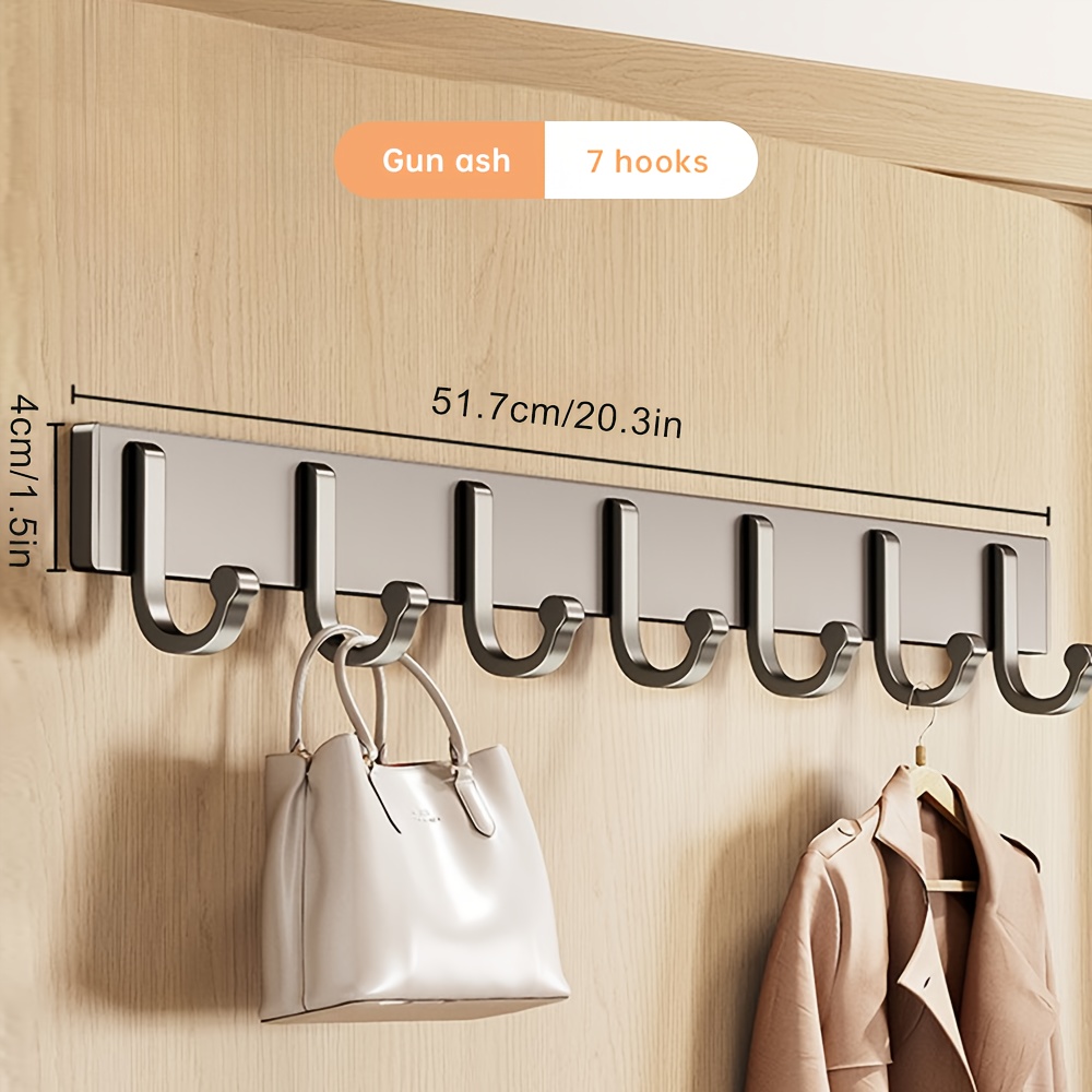 

1pc Multifunctional Aluminum Alloy Coat Rack, No-drill Wall Mounted Hat Hooks, Space-saving Hanger For Coats, Hats, Jackets, Clothing, Bathroom Accessories -