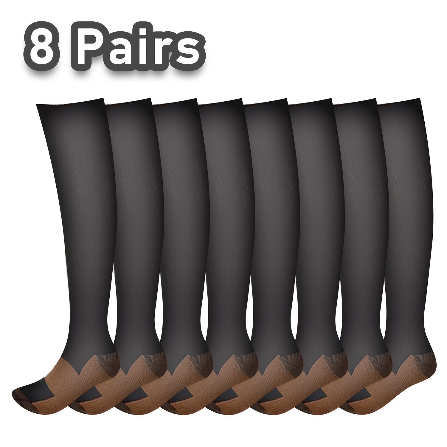 

Copper Compression Socks For Men & Women Circulation-best For Running Hiking Cycling 15-20 Mmhg 8 Pairs