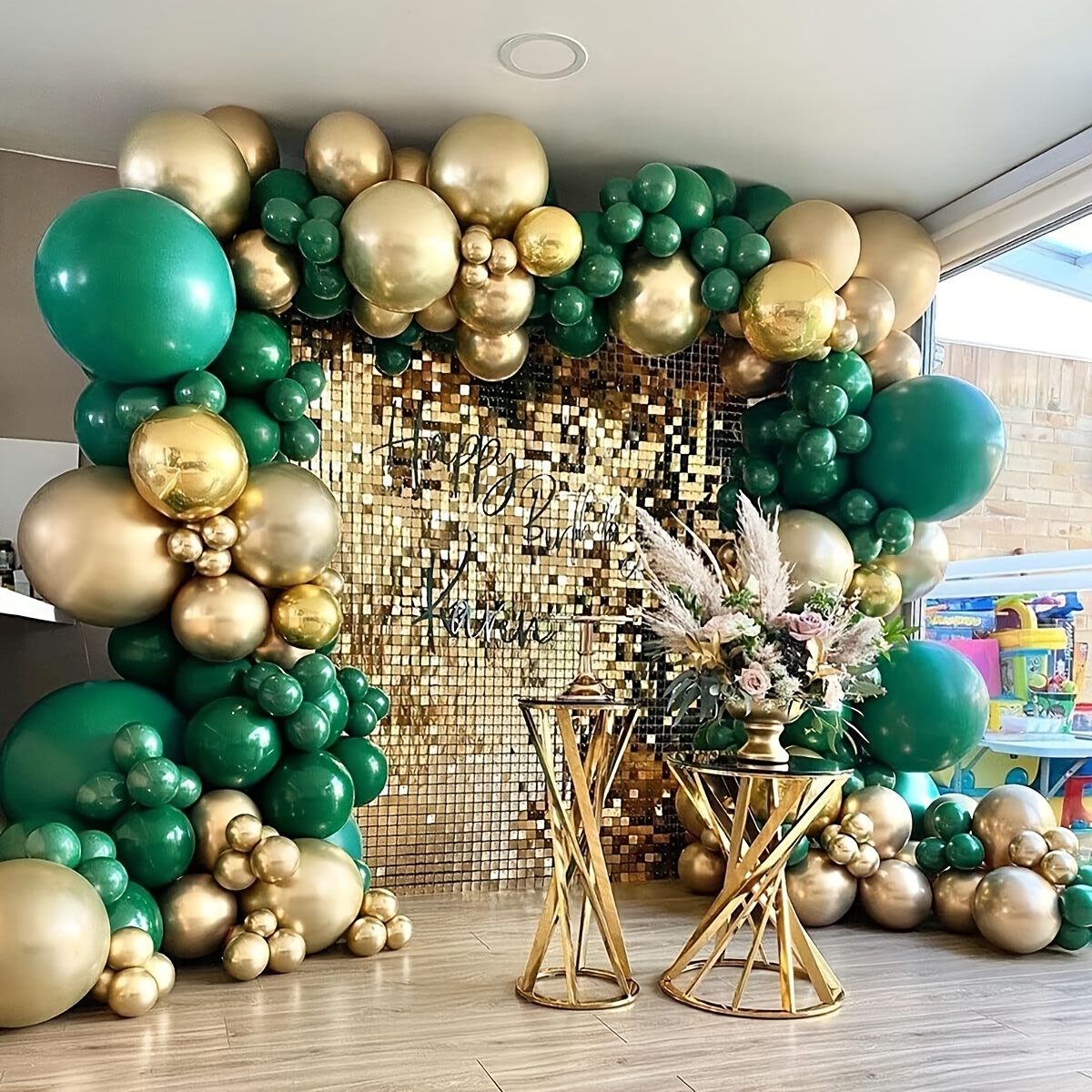 

Green And Gold Balloon Arch Garland Kit-metallic Gold Balloon Balloon 135pcs For Birthday, Baby Shower, Christmas, Gender Reveal, Wedding Party Decoration