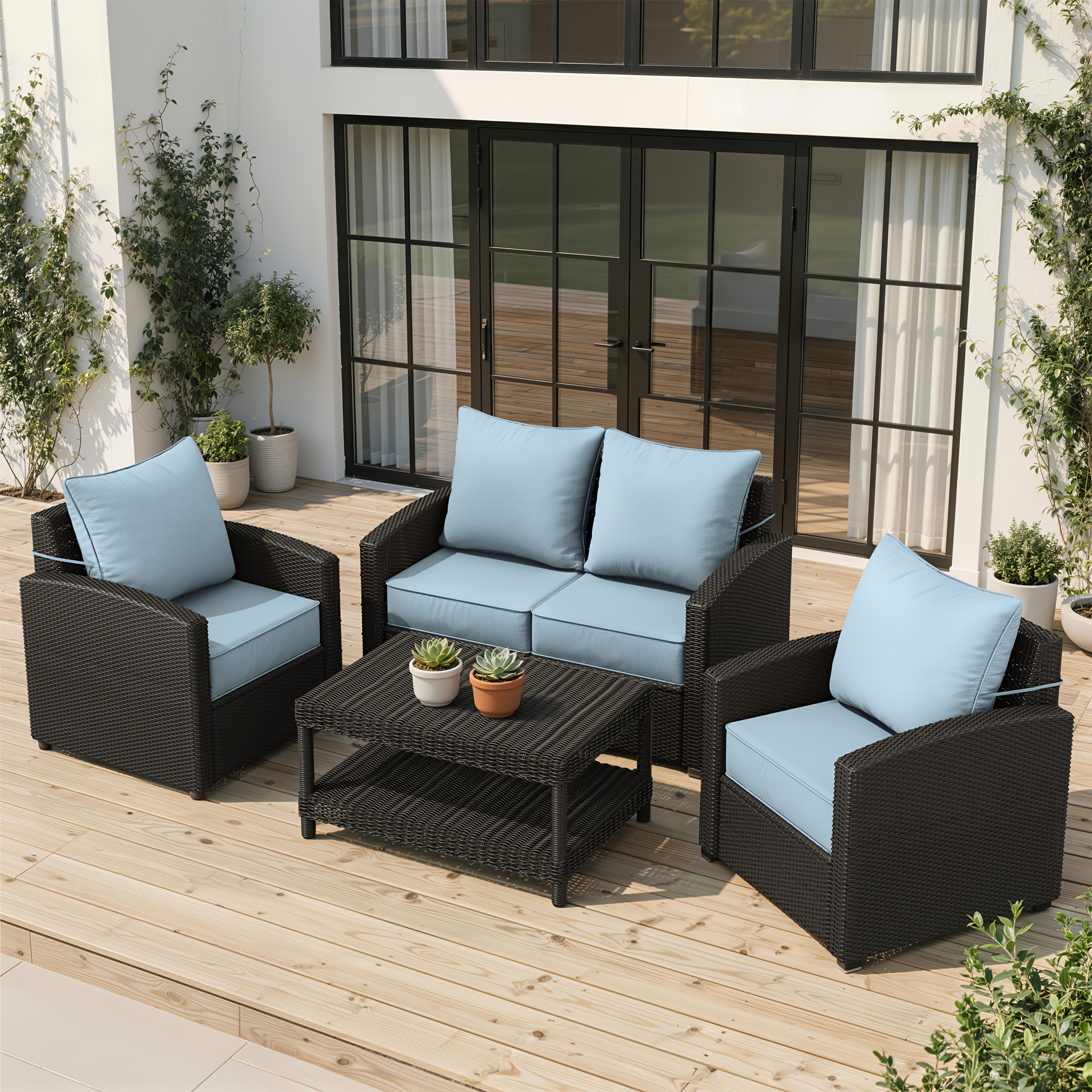 Outdoor Cushion Set of 1pc/2pcs/4pcs/6pcs - Thick 35D High-Density Foam Cushions Measuring 24*24*6.5 Inches, Featuring Quick Rebound, High Durability, And Easy Cleaning, Suitable for Outdoor Furniture Like Sofas And Patio Chairs