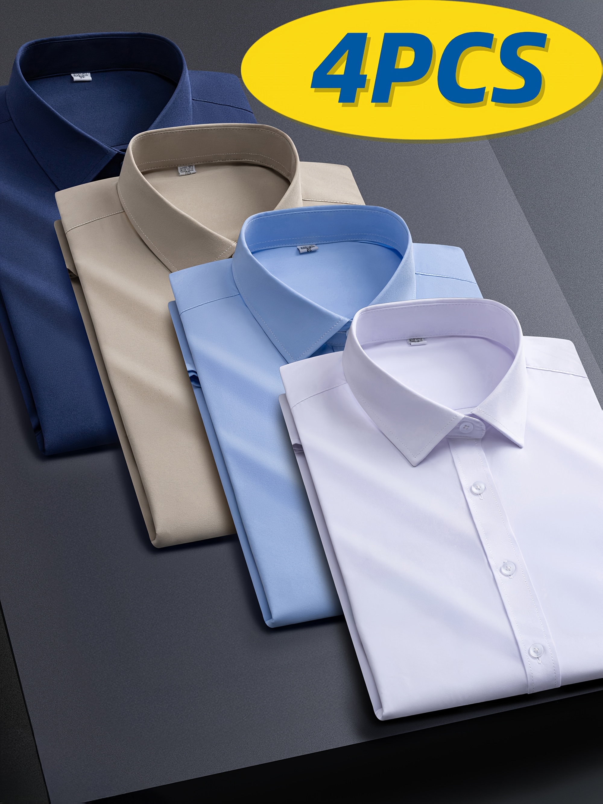 item picture 4pcs set mens stretch long sleeve shirts business professional formal casual shirts