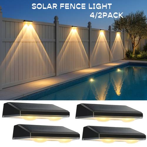 4 2pack solar fence lights 3 warm white neutral white ip44 solar commercial fence lights for commercial deck lighting for walls steps patios stairs