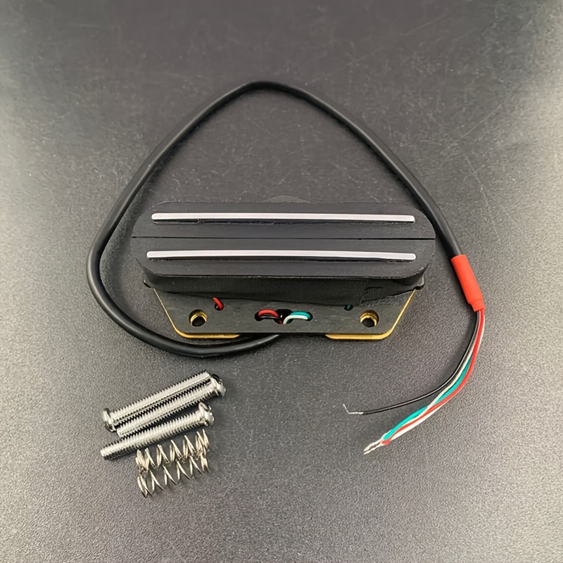 TL Guitar Bridge Double Coil Pickup - Dual Coil Design, Black & White Metal Construction, 4-Pin Wiring (Red/Black/Blue/White), Includes Mounting Screws for Electric Guitar & Bass, Guitar Pickup, Sleek Metallic Finish, Robust Construction