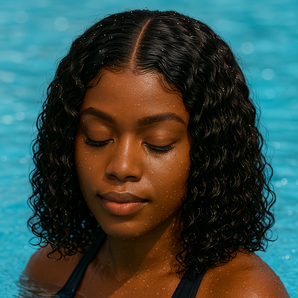 TEMU 14-inch Waterproof Deep Curly Wig | Glueless, High-definition Lace Edge, Pre-cut Hairline, Suitable For African Women' Wear And Swimming