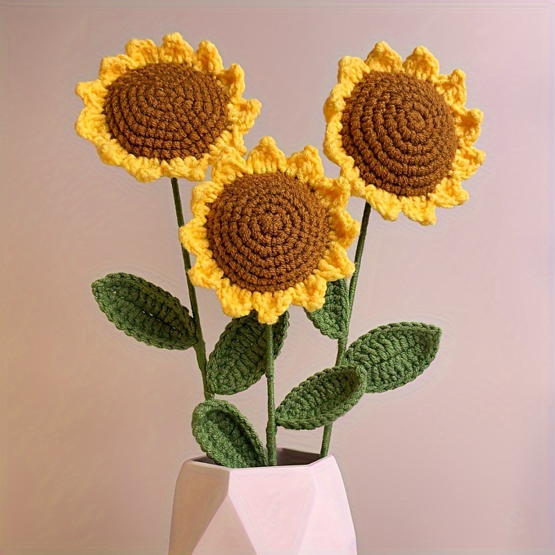 

1pc High Quality Knitted Flower Sunflower, Handmade Flower Arrangement Diy, Home Decor, Wedding, Graduation, Birthday Party Decoration