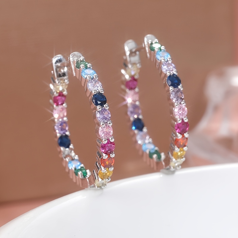 E-shop Einfache und modische, farbenfrohe Zirkonia-Ohrringe aus Synthetik, elegante Damen-Alltags-Accessoires