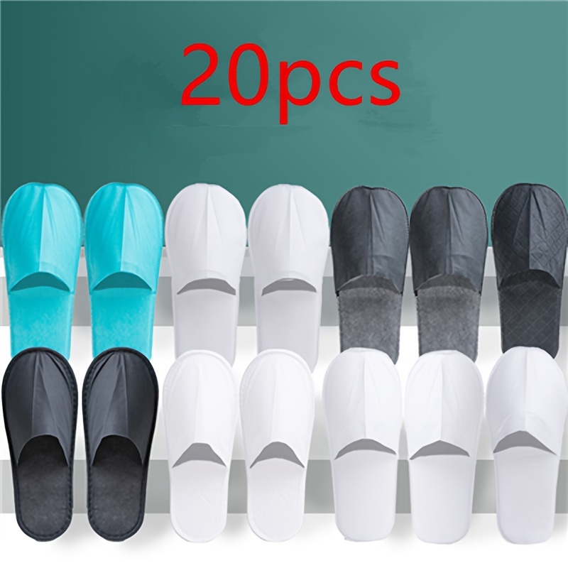 

20-piece Disposable Spa Slippers - Breathable, Non-slip, Thick 4mm Sole For All Seasons - Perfect For Home & Commercial Use, 1 Size Fits Most
