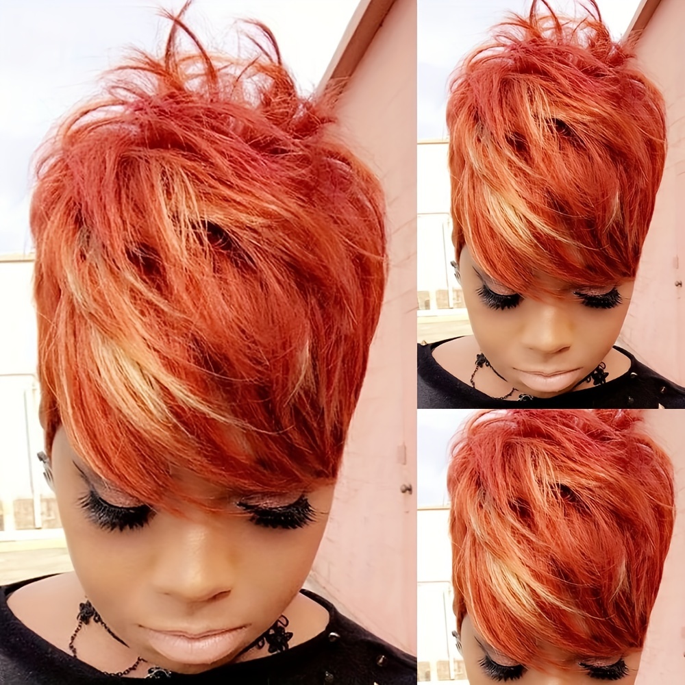 TEMU Cut Synthetic Wig With Bangs, 120% Density, Straight Hair For Halloween & Music Festivals, High-temperature Resistant, Hair Wig