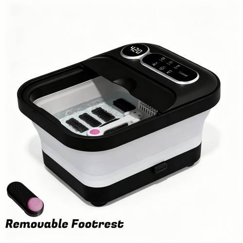 item picture foldable spa with heating temperature control and bubble functions features a touchscreen 6 rollers and a removable rest a portable foldable spa for home use for