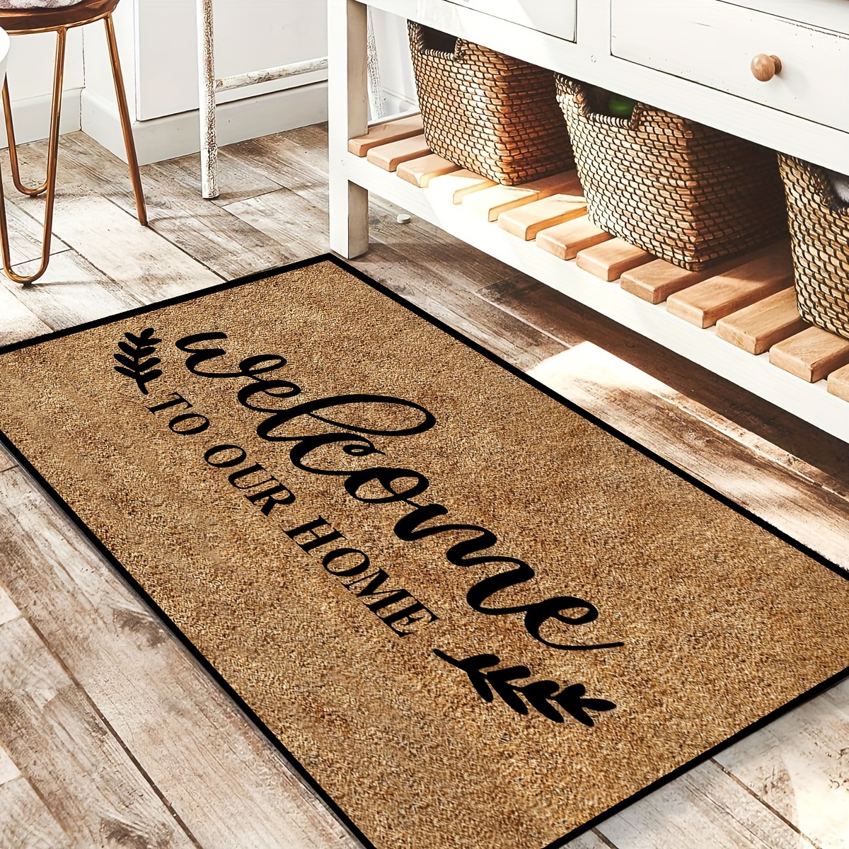 

Chic 'hello' Welcome Door Mat - Non-slip, Durable Polyester Entrance Rug For Home & Bathroom - Perfect For All Seasons Welcome Mat For Front Door Rugs For Bathroom