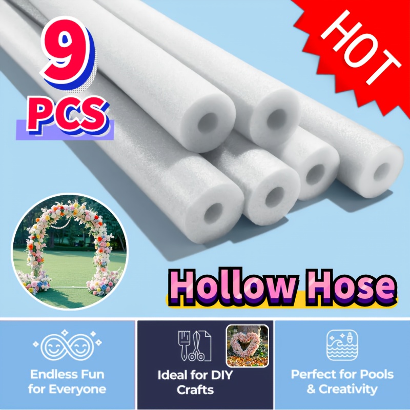 E-shop Set mit 9 weißen, hohlen Schwammrohren - Geeignet für Fitness, Partys und Hochzeitsdekorationen, Bastelarbeiten - Ideal für Zuhause, Schulen,