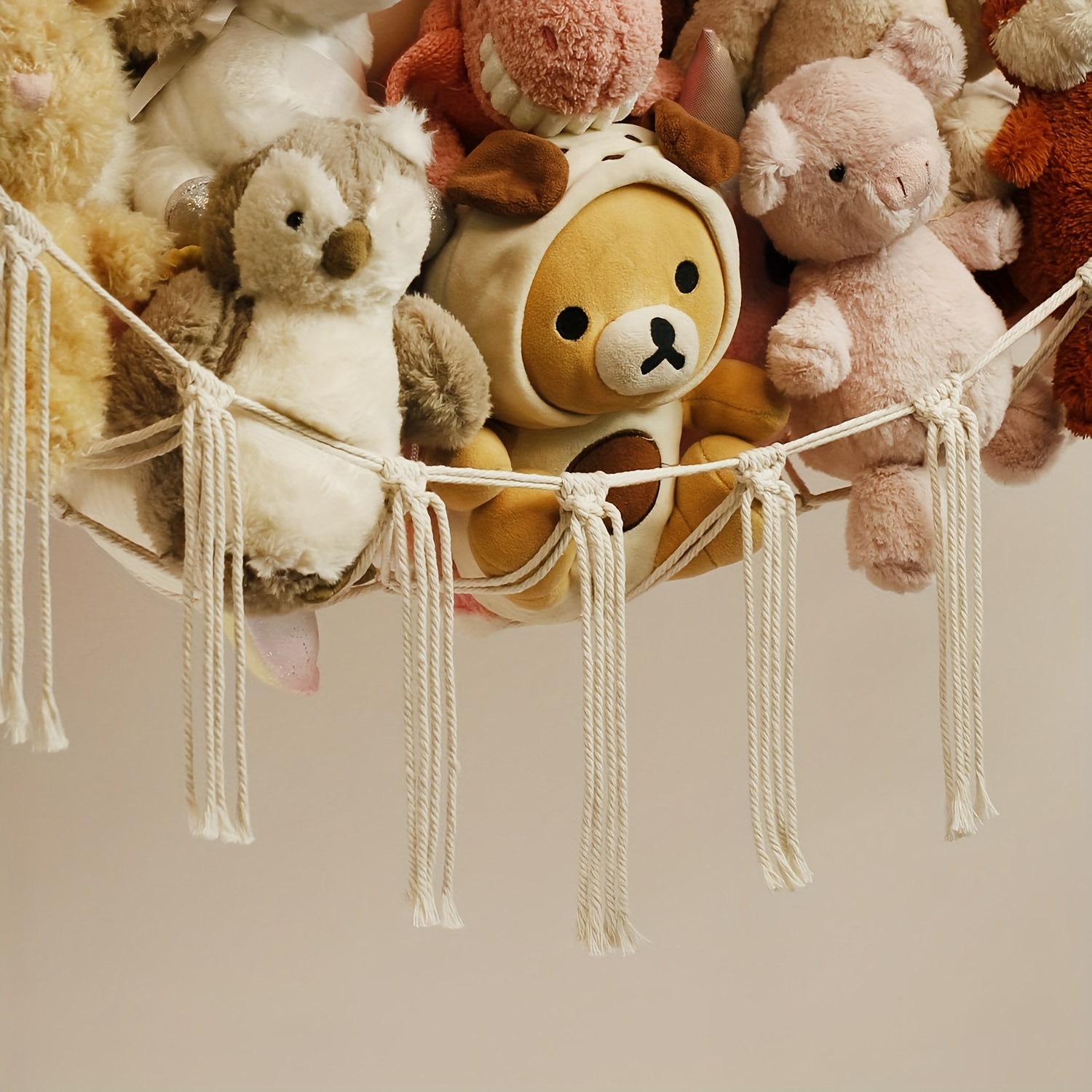 Amaca per giocattoli in macramè: contenitore per animali di peluche in stile boho, decorazione per la cameretta dei bambini - Italia