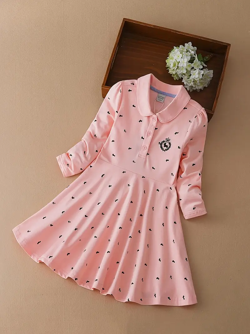 * Girls' Dress with Animal Embroidery - Long Sleeve Uniform Dress, Machine Washable Academy Dress for Uniforms, Spring/Fall Outfits for & Little Girls * Girls' Dress with Animal Embroidery - Long Sleeve Uniform Dress, Machine Washable Academy Dress for Uniforms, Spring/Fall Outfits for & Little Girls