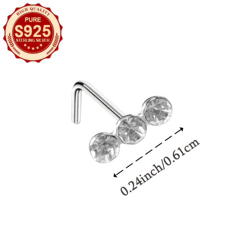 Women's S925 Silver Three Small Round Zirconia Nose Studs