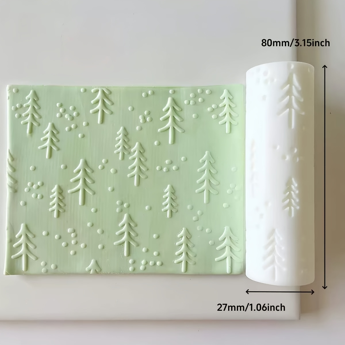 TEMU 1pc Christmas Pine Tree Texture Soft Ceramic Clay Texture Roller High-precision Texture Roller Diy Earring Making Tool, Clay Mold