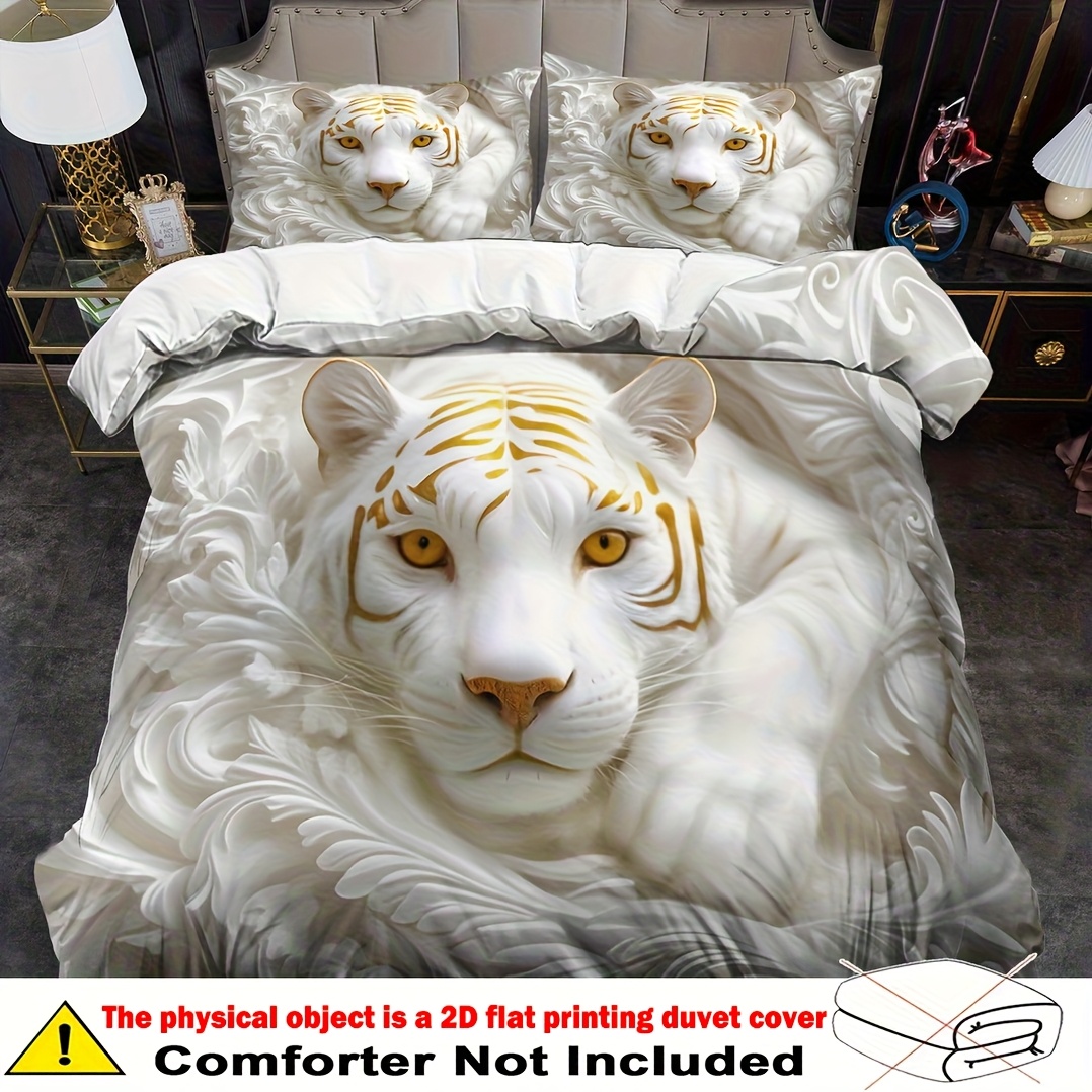 TEMU Juego de Nórdica 2/3 Piezas, Estampado de en 2D, Juego de Ropa de Cama Estilo King Queen, Poliéster Lavable a Máquina, Decoración de Edredón en
