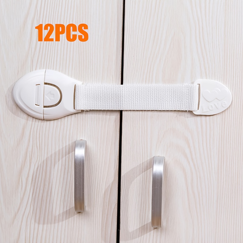 Image of 12 Safe, Adhesive Drawer Latches With No Screws And Magnets, Locks For Furniture, Kitchen Ovens, Toilet Seats