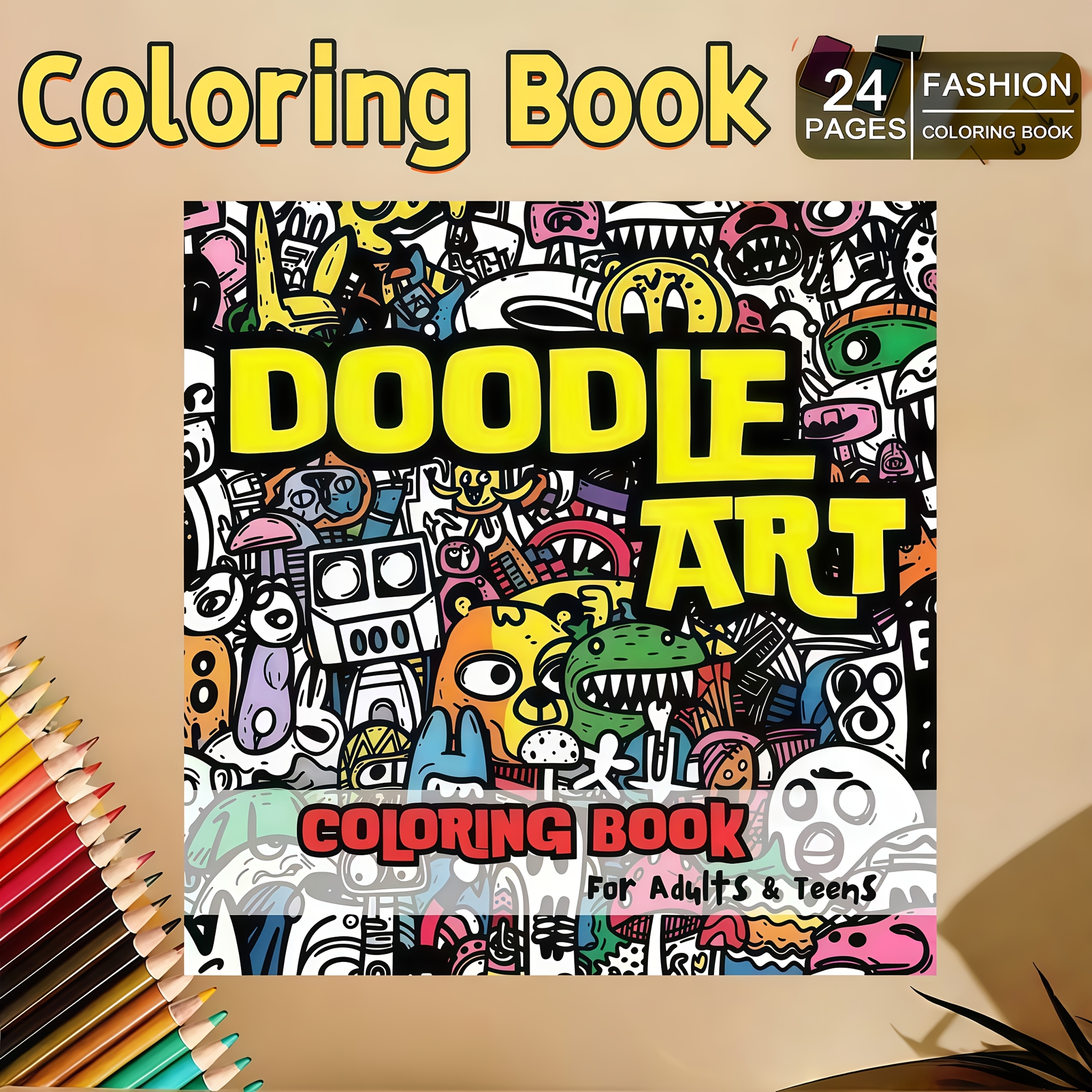 TEMU Un livre de coloriage conçu pour les adultes et les adolescents, comprenant 24 feuilles de papier robuste. Ce 'activités artistiques affiche une