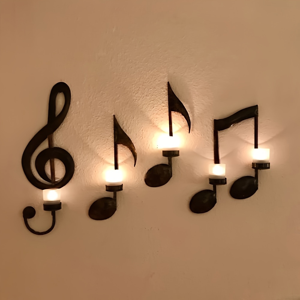 TEMU 4pcs/set Black Music Note Wall Sconce, Musical Holder, Metal Wall Hanging Candle Sconce, Creative Metal Candlestick Hanging, Apply To Bedroom Living Room Hallway And Weddings Decoration