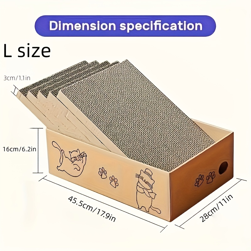 Image of 5pcs Cardboard Cat Scratch Board With Box, 5 Large Cat Scratch Boards That , An Indoor Cat Scratch Board Sofa For Cats To Rest And Play