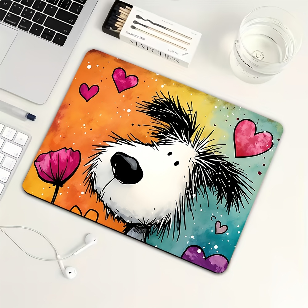 TEMU Puppy And Heart Mouse Pad, Desk Mat, Mechanical Keyboard Accessory, Gaming Mouse Pad, Office Computer Accessory Keyboard Mat, Rubber Non-slip