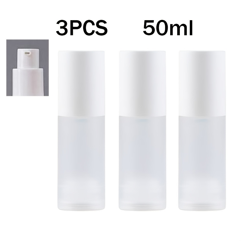 TEMU 3pcs 15ml/30ml/50ml Airless Vacuum Pump Bottle Set – Leak-proof Travel Cosmetic Containers For Serums, Creams, Lotions, | Refillable Frosted