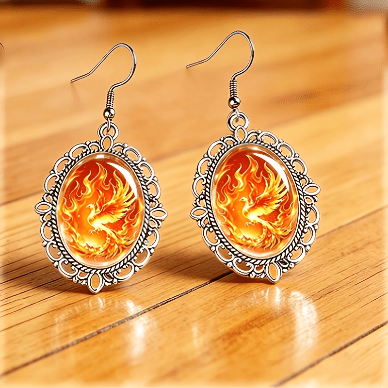 Gothic Dark Style Phoenix Flame Glass Gemstone Ear Hook